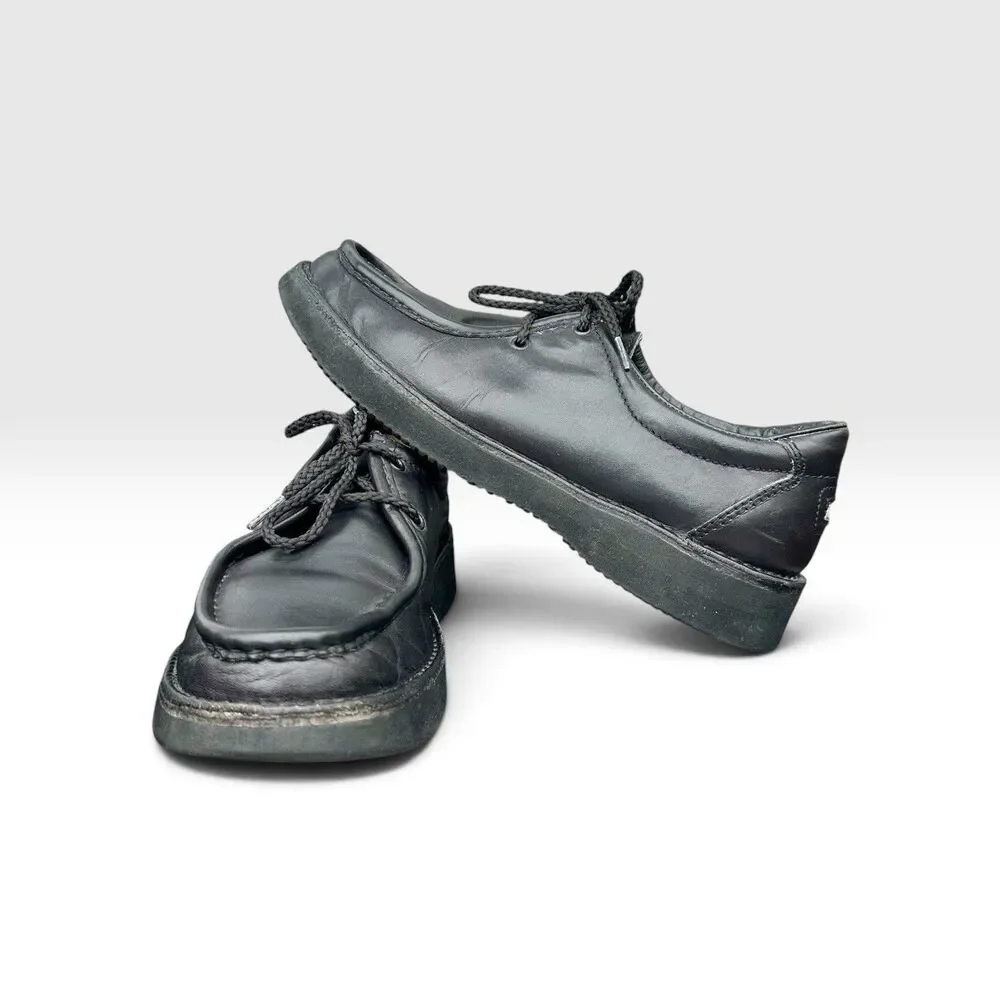 Rockport M2128 Mens 9.5 M Black Leather Moc Toe Shoes Vibram Portugal Vintage